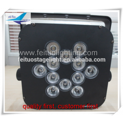 With Built- in 2.4G Wireless DMX 512 Receiver 12pcs leds rgbaw uv led par light 18w battery