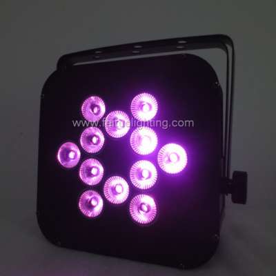 free shipping 12x18W RGBWA UV Pink 7in1 full color wireless dmx battery powered up lighting flat par light led lighting for dj